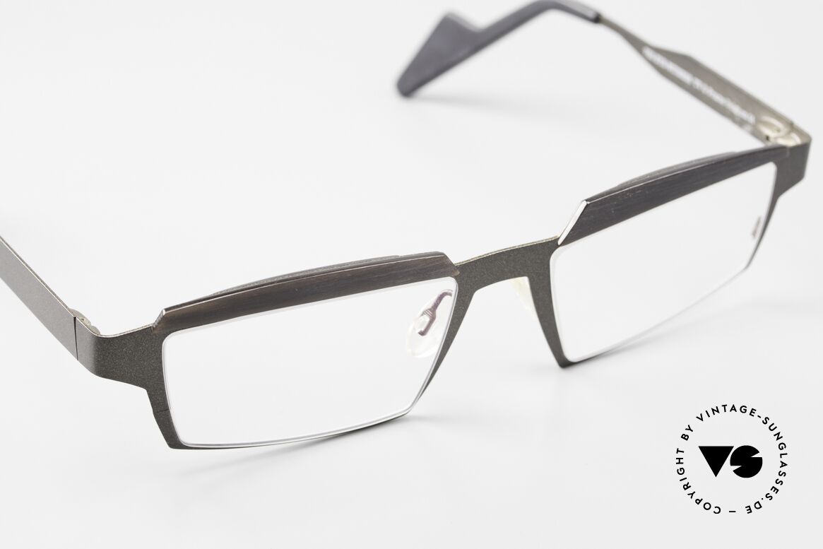 Theo Belgium Eye-Witness TV Pure Titanium & Horn Brille, ungetragen (wie alle unsere orig. Theo Brillenfassungen), Passend für Herren