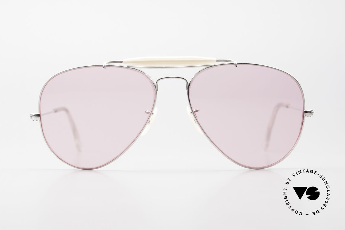 Ray Ban Outdoorsmann II Weissgold 80er Limited Edition, B&L Ray-Ban Designersonnenbrille aus den 80ern, Passend für Herren und Damen