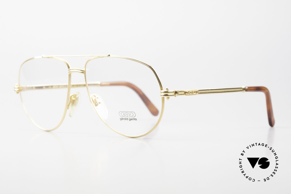 Gerald Genta New Classic 22 Herrenbrille Pilotenstil 24kt, entwarf u.a. die „GRANDE Sonnerie“ (Preis: ca. $1 Mio.), Passend für Herren