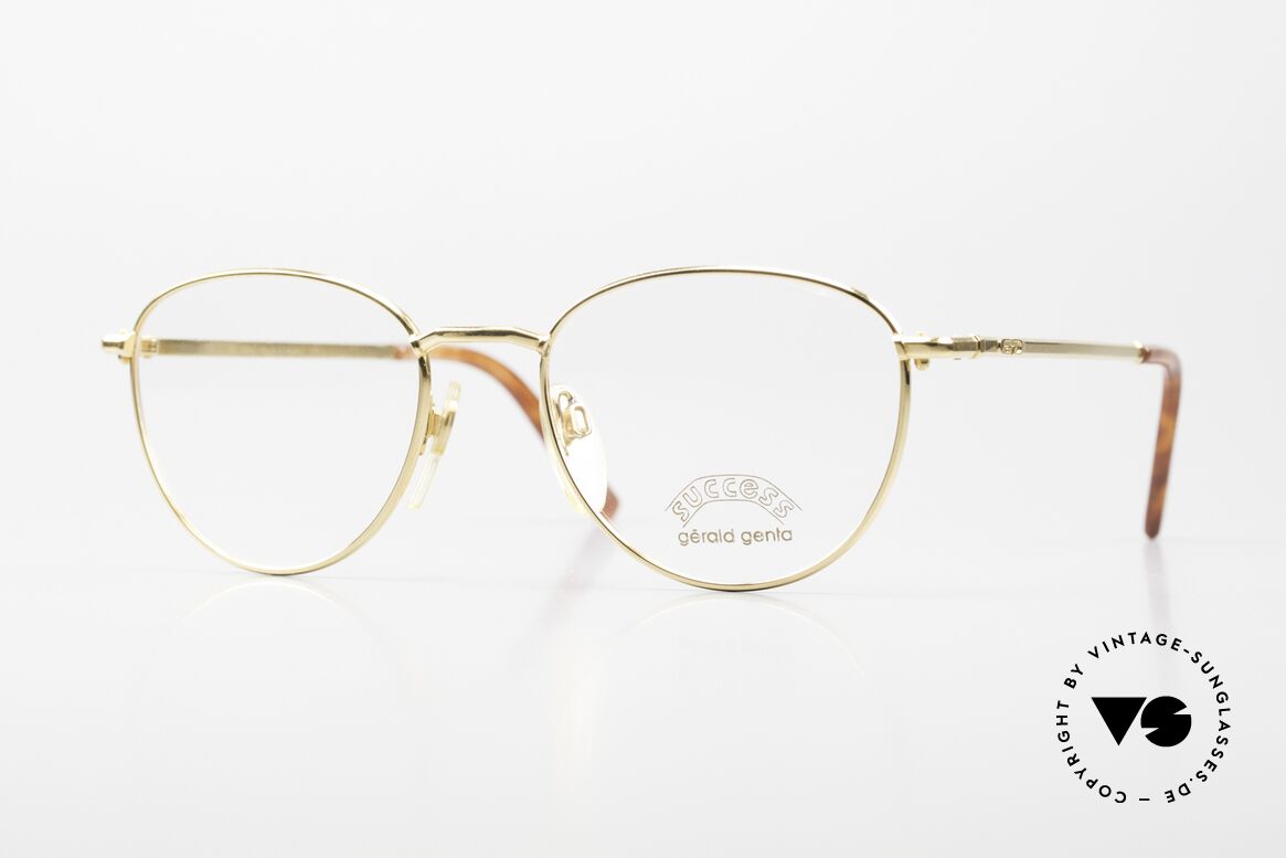 Gerald Genta Success 02 Vergoldete Vintage Brille, edle 1990er Jahre Unisex Panto-Brille von Gérald Genta, Passend für Herren und Damen
