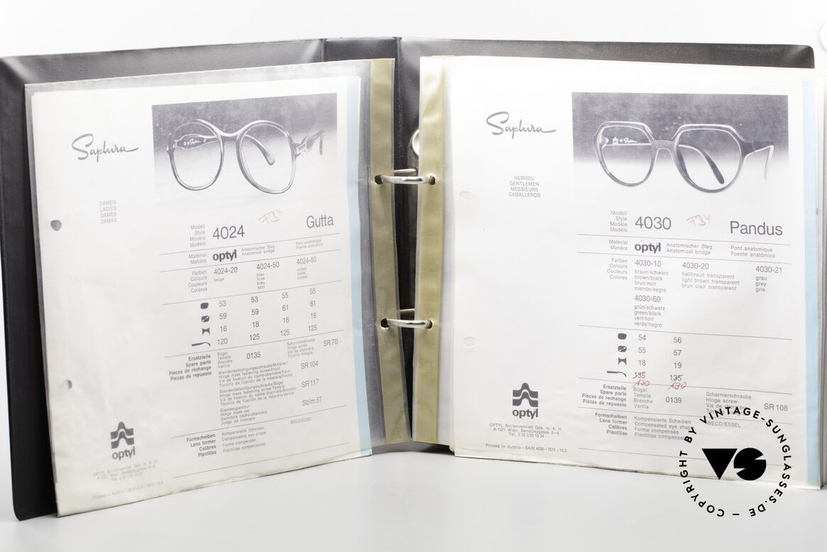 Optyl Catalog Saphira Brilleninfos Für Fachleute, Optyl produziert folgende Marken: Dior, Carrera,, Passend für Herren und Damen