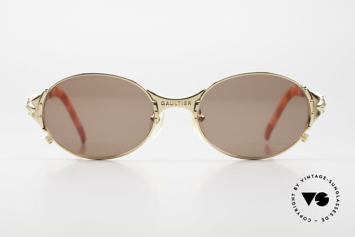 Jean Paul Gaultier 56-5106 90er Sonnenbrille Vergoldet, Spitzen-Qualität wie aus einem Guss (made in Japan), Passend für Herren und Damen