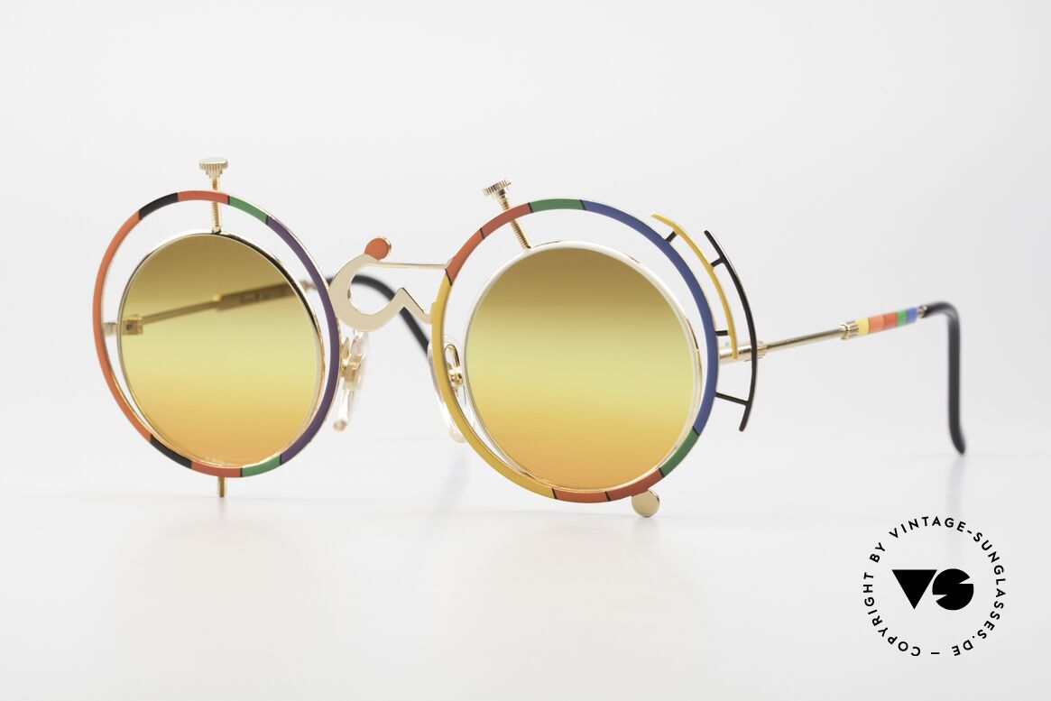 Casanova SC3 Farbenfrohe Vintage Brille, vintage 80er Jahre Kunst-Designerbrille von Casanova, Passend für Herren und Damen