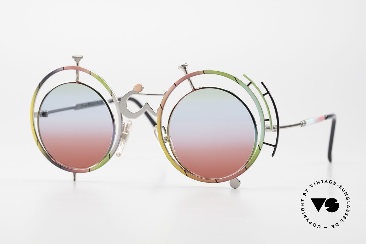 Casanova SC3 Bunte Kunstsonnenbrille, vintage 80er Jahre Kunst-Designerbrille von Casanova, Passend für Herren und Damen
