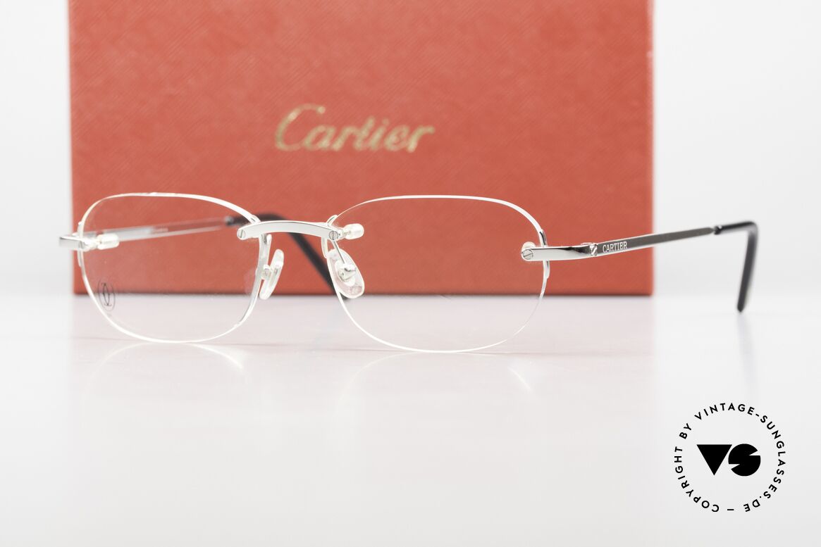 Cartier T-Eye Rimless Randlose Platin Fassung, Größe: medium, Passend für Herren und Damen