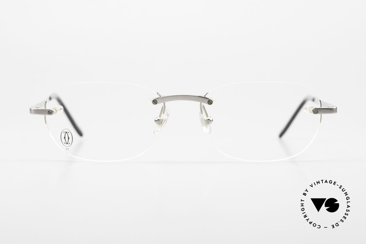Cartier T-Eye Rimless Titanium Brille Randlos, "R" steht für randlos, Gr. 51/17; 140mm Bügel, Passend für Herren und Damen