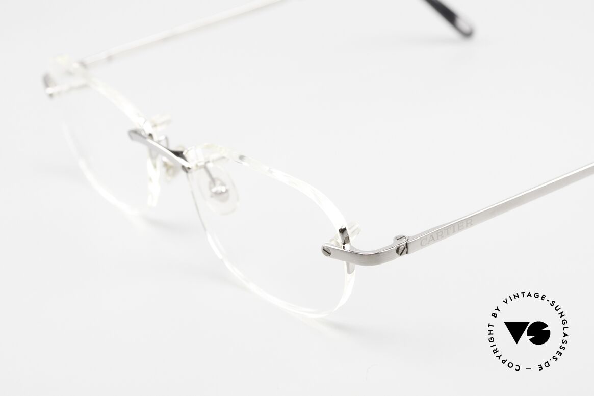 Cartier T-Eye Rimless Titanium Brille Randlos, Titanium-Fassung mit edler Ruthenium-Legierung, Passend für Herren und Damen