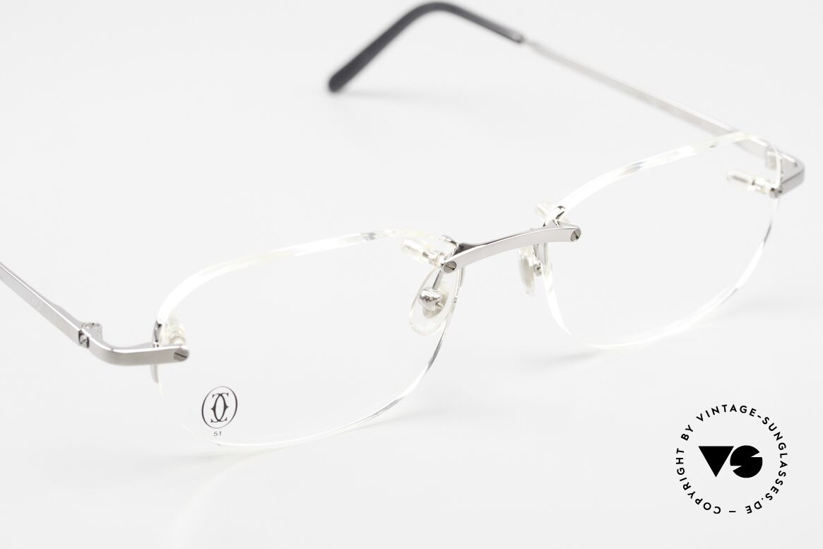 Cartier T-Eye Rimless Titanium Brille Randlos, ca. 20 Jahre altes ungetragenes Cartier Original, Passend für Herren und Damen