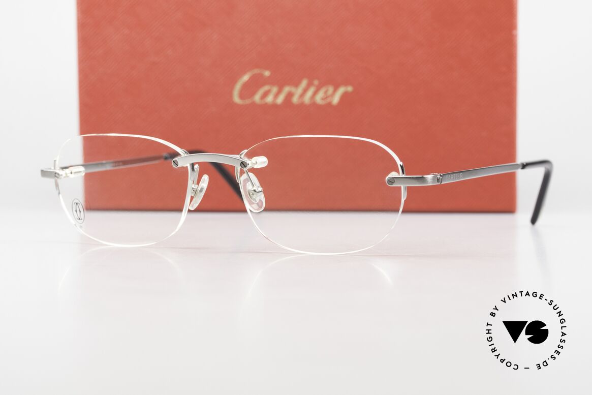 Cartier T-Eye Rimless Titanium Brille Randlos, Größe: medium, Passend für Herren und Damen