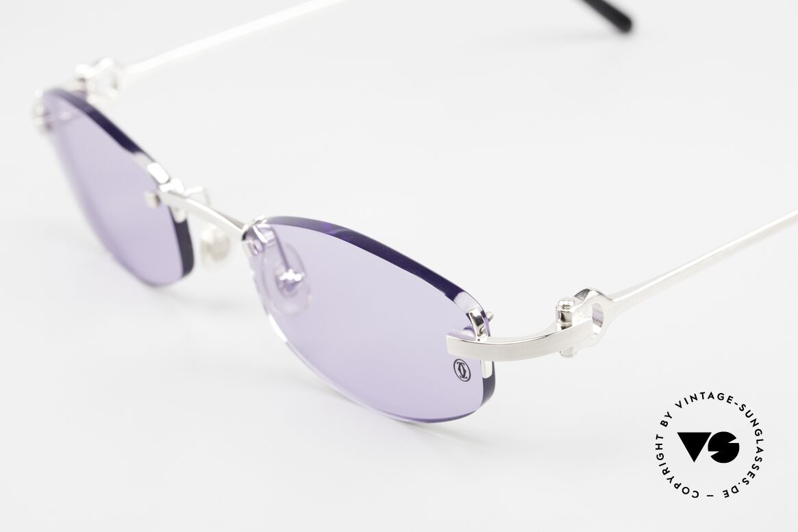 Cartier Meltem Luxus Sonnenbrille Randlos, platin-plattierte Luxus-Fassung; mit orig. Etui, Passend für Herren und Damen