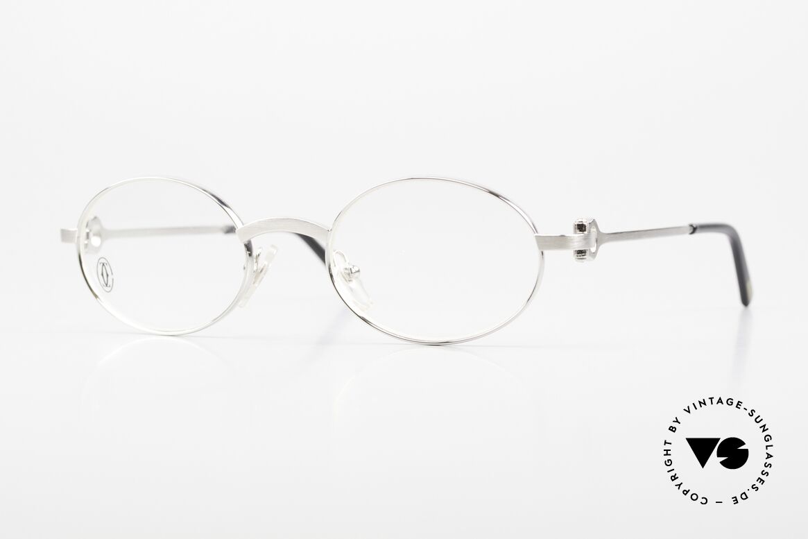 Cartier Spider - S Luxus Brille Platin Gebürstet, ovale Cartier Luxus vintage Brillenfassung von 1999, Passend für Herren und Damen