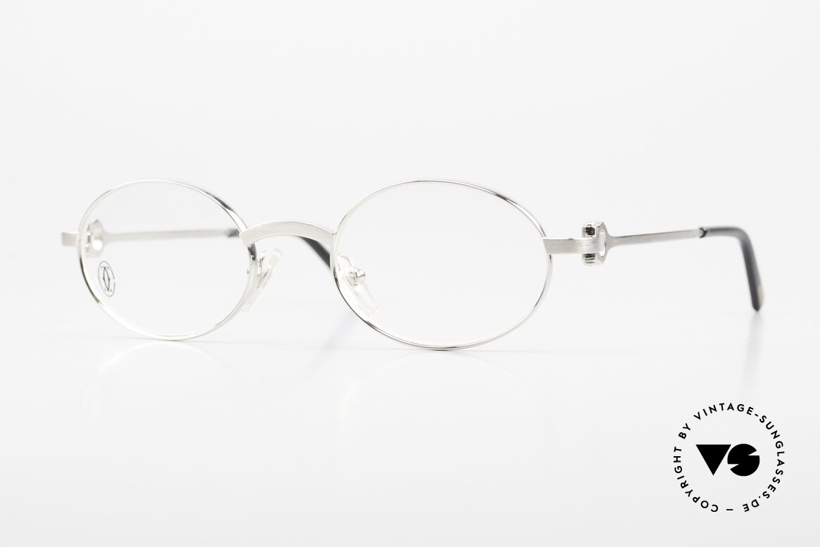 Cartier Spider Luxus Brille Platin Gebürstet, ovale Cartier Luxus vintage Brillenfassung von 1999, Passend für Herren und Damen