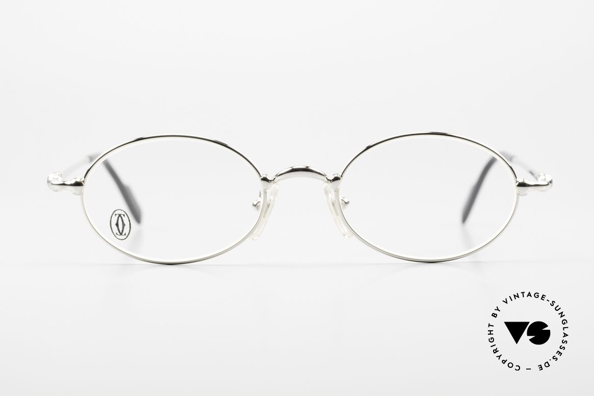 Cartier Filao Kleine Ovale Platin Brille 90er, Unisex-Modell aus der Cartier 'CERCLE FIN' Serie, Passend für Herren und Damen