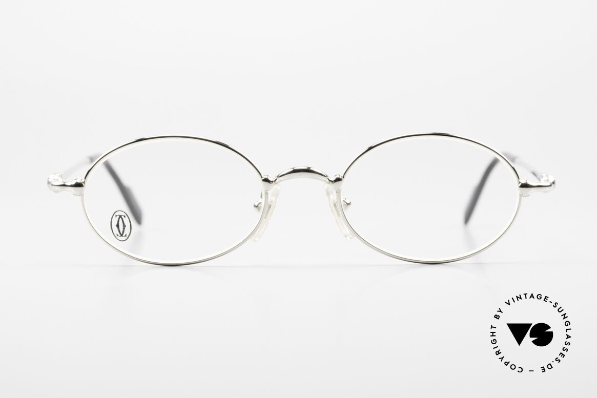 Cartier Filao Kleine Ovale Platin Brille 90er, ovale Cartier Brillenfassung in SMALL Größe 47/19, Passend für Herren und Damen