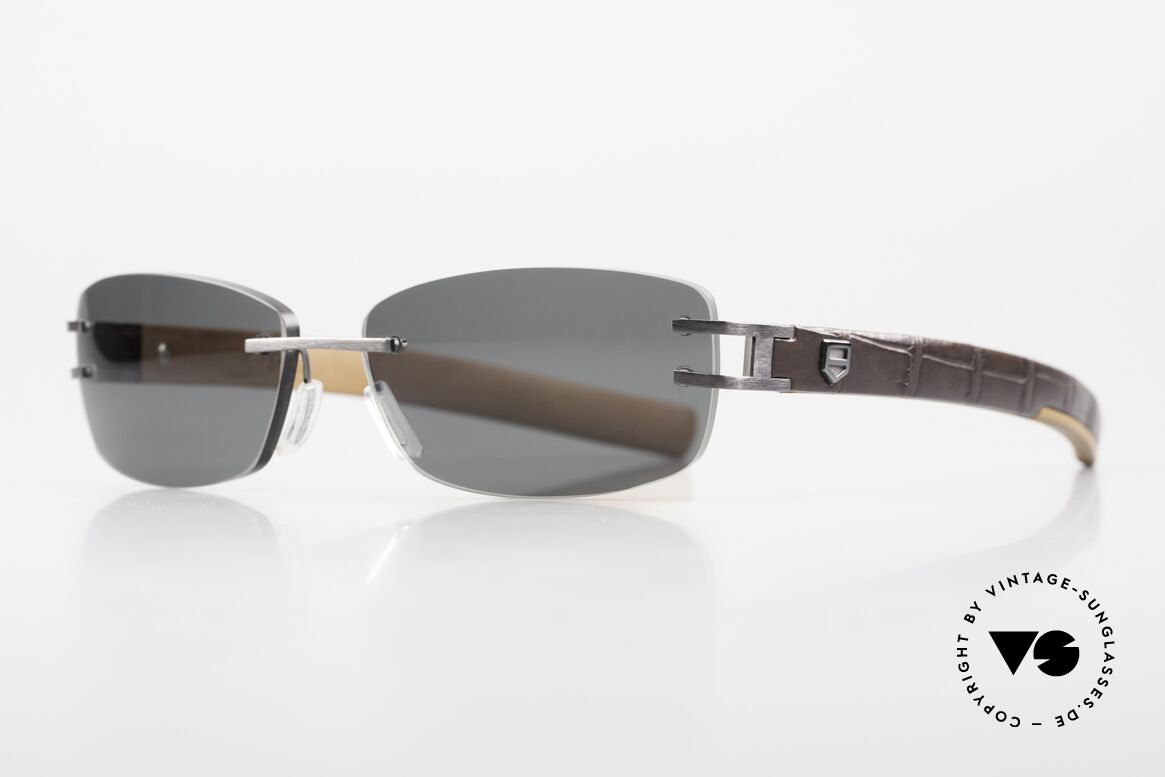 Tag Heuer L-Type 0115 Randlose Luxus Sonnenbrille, Farb-Code 002 = Ruthenium beschichtetes Metall, Passend für Herren und Damen