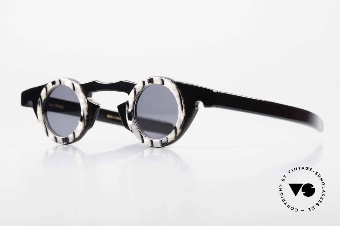 Vidocq Les Halles Runde Vintage Brille 1980er, grandioses Rahmenmuster in 'snake' Permutt-Schwarz, Passend für Damen