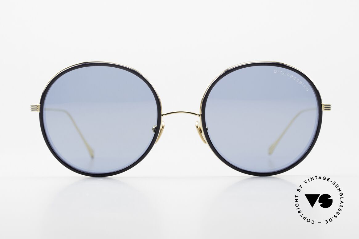 DITA Freebird D Runde Damensonnenbrille, DITA Freebird-D, in navy-blue/gold, Gr. 54-19, 140, Passend für Damen