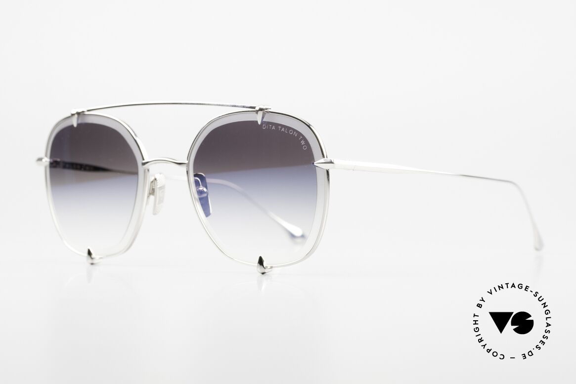 DITA Talon Two Unisex Luxus Sonnenbrille, silber-verspiegelte und verlaufende Sonnengläser, Passend für Herren und Damen