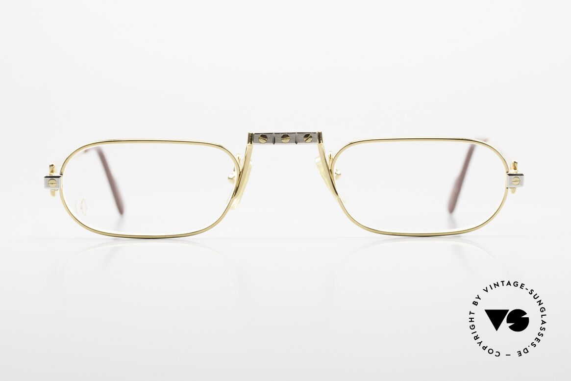 Cartier Demi Lune Santos 80er Lesebrille Seltene Größe, Demi Lune = die berühmte Luxus-Lesebrille von Cartier, Passend für Herren