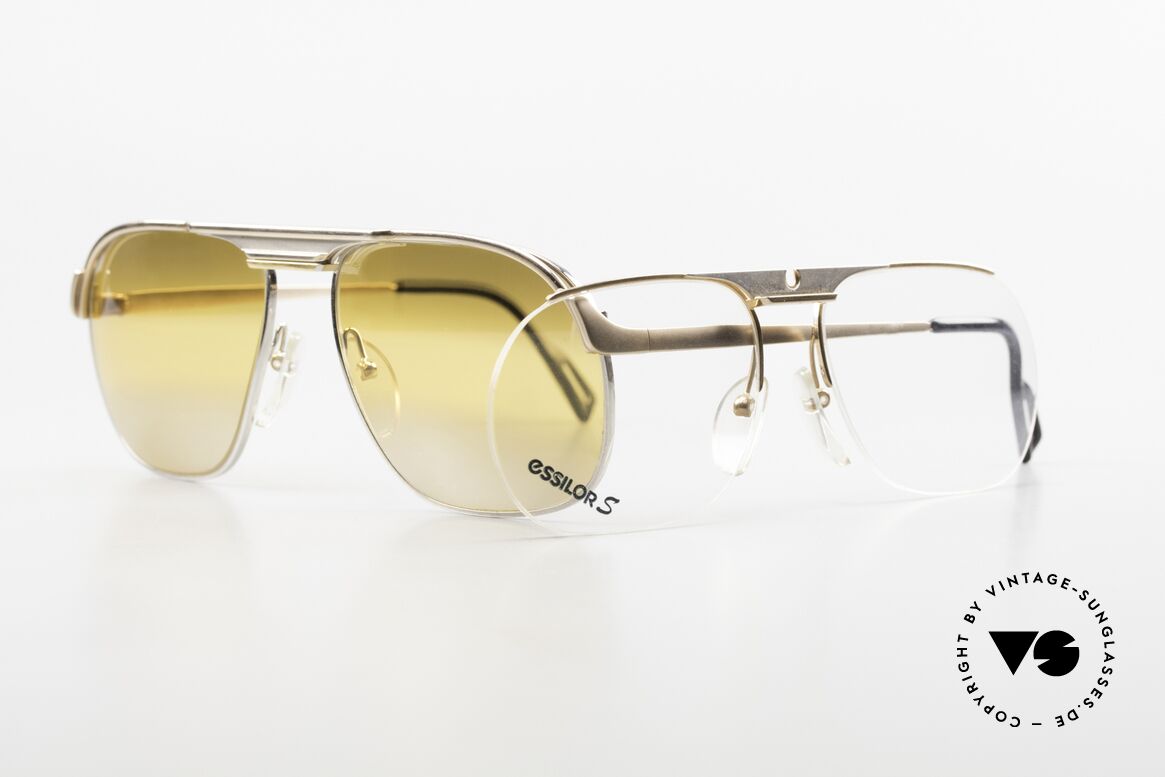 Essilor 2373 2in1 Brille Gold Gradient, außen verspiegelte & innen entspiegelte Sonnengläser, Passend für Herren