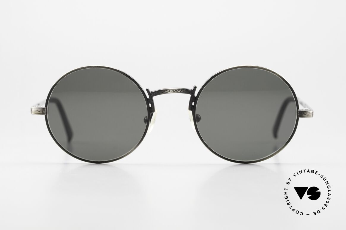 Giorgio Armani 128 Antik Silber Rahmen Legierung, schlichte, runde Sonnenbrille von circa 1989/90, Passend für Herren und Damen