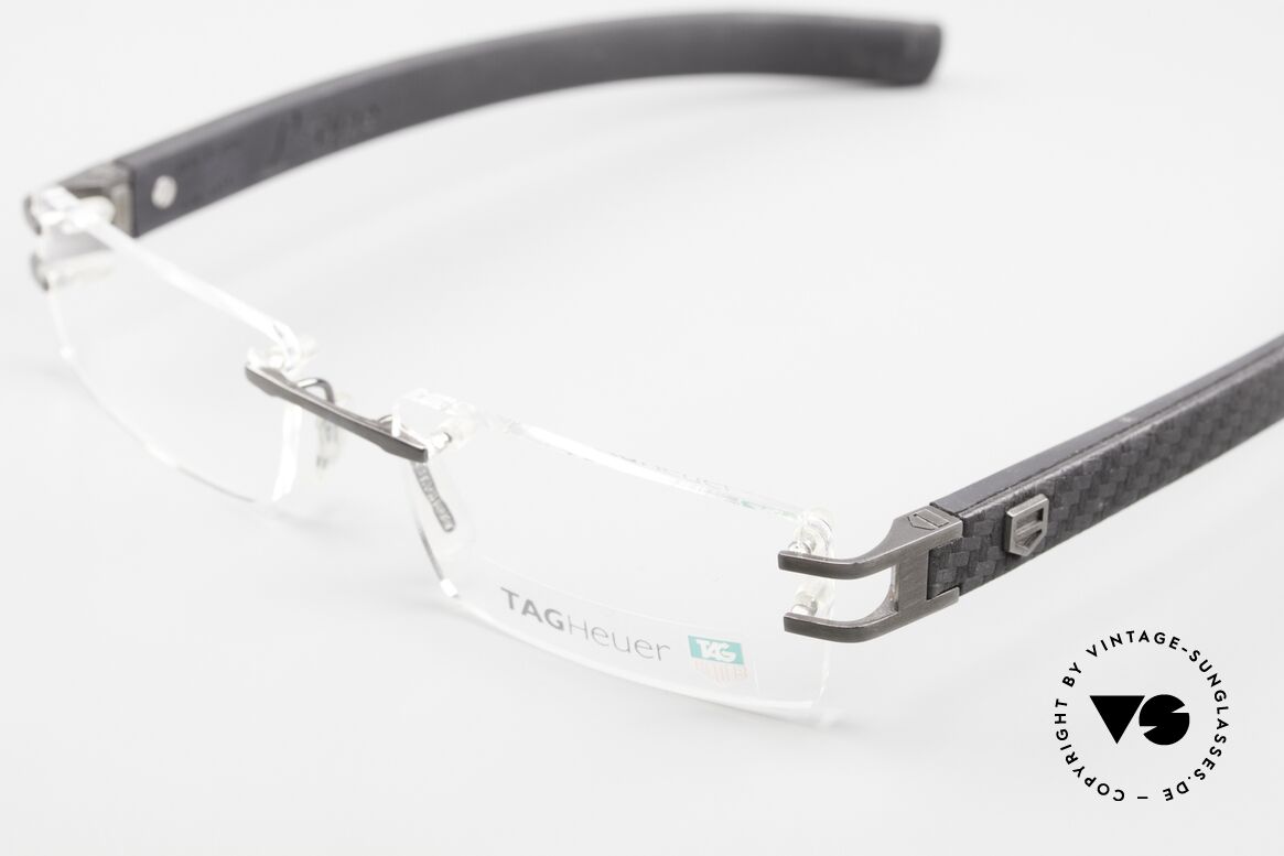 Tag Heuer L-Type 0112 Randlose Brille Lederbügel, hypoallergische Elastomer (Formel 1 Innovation), Passend für Herren