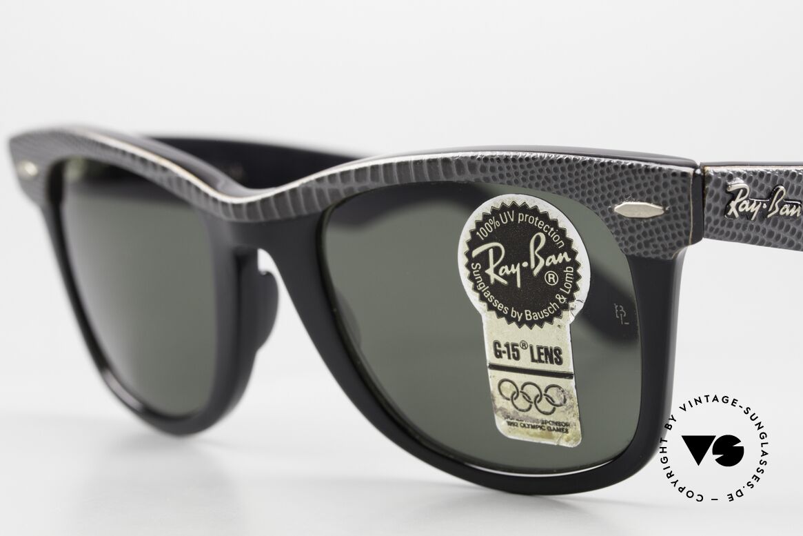 Ray Ban Wayfarer I Limitierte Leder Sonnenbrille, mit Bausch&Lomb Mineralgläsern; 100% UV Schutz, Passend für Herren und Damen