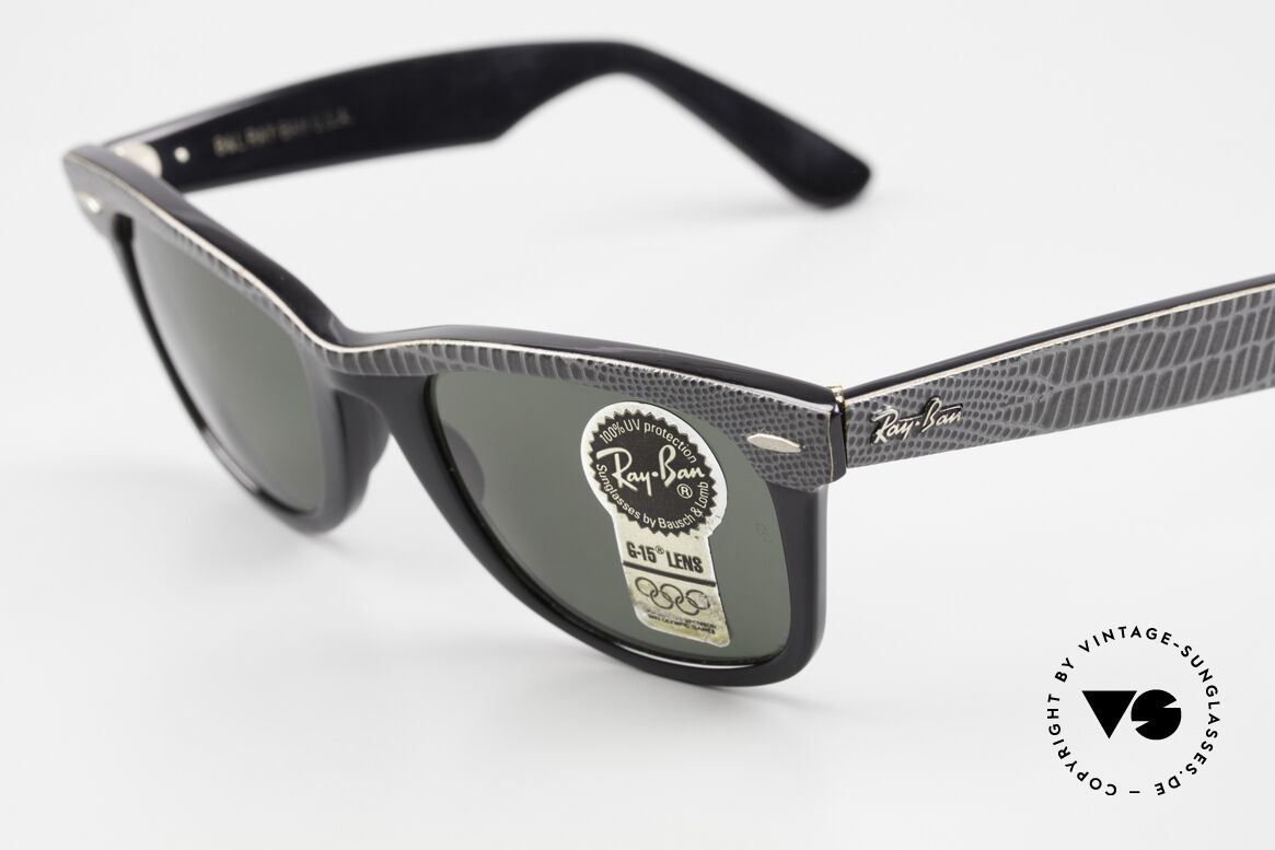 Ray Ban Wayfarer I Limitierte Leder Sonnenbrille, ungetragene Rarität; inzwischen ein Sammlerstück, Passend für Herren und Damen