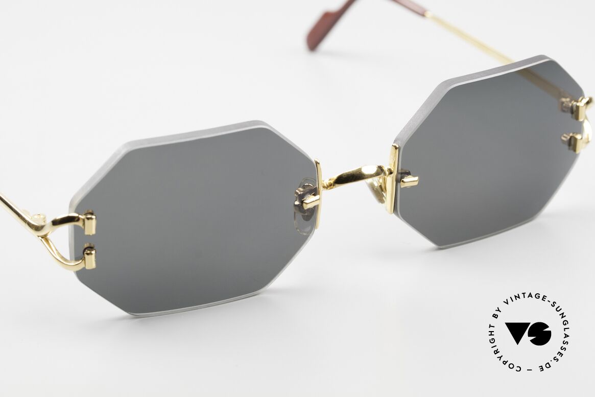 Cartier Rimless Octag Ein Customized Einzelstück, neue CR39 Gläser in grau-grün G15; 100% UV Schutz, Passend für Herren und Damen