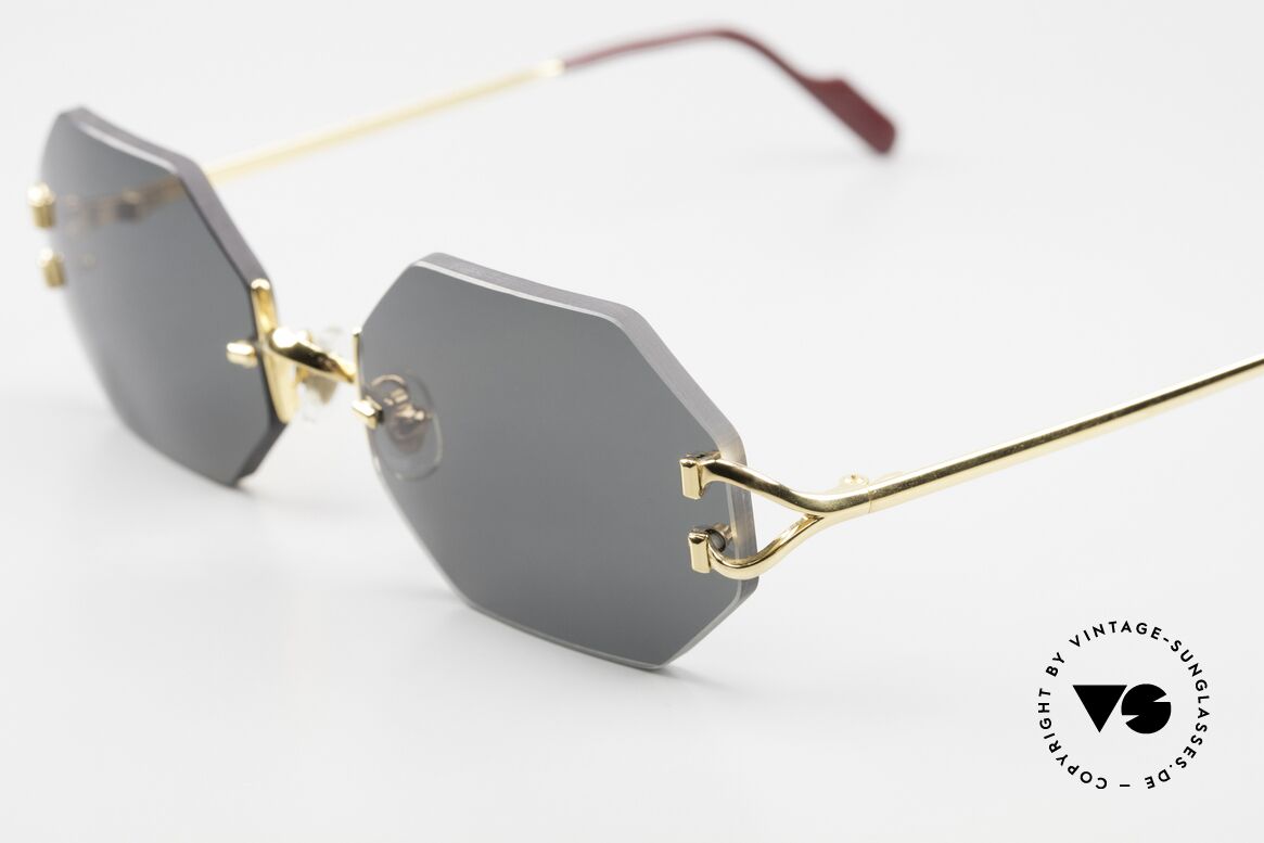 Cartier Rimless Octag Ein Customized Einzelstück, ungetragenes vintage Modell + Cartier Leder-Etui, Passend für Herren und Damen