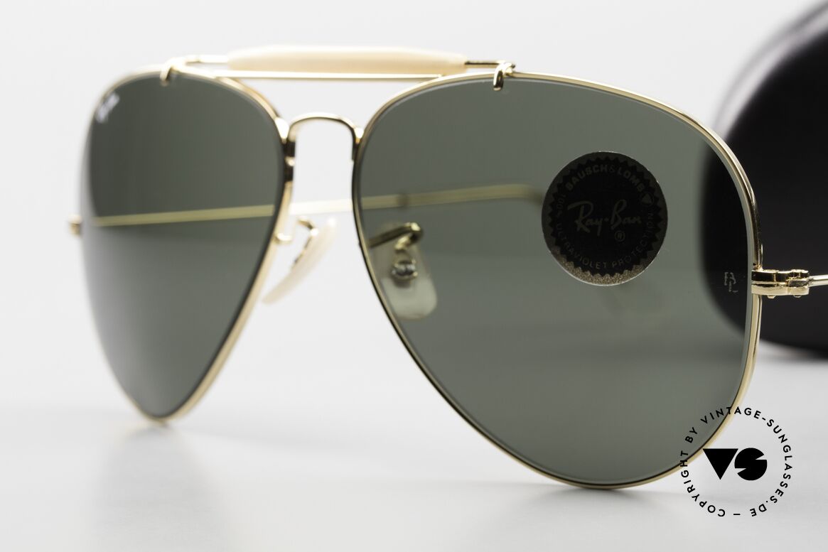 Ray Ban Outdoorsman II Sonnenbrillen Klassiker, goldene Fassung mit Mineralgläsern in G15-Grün, Passend für Herren