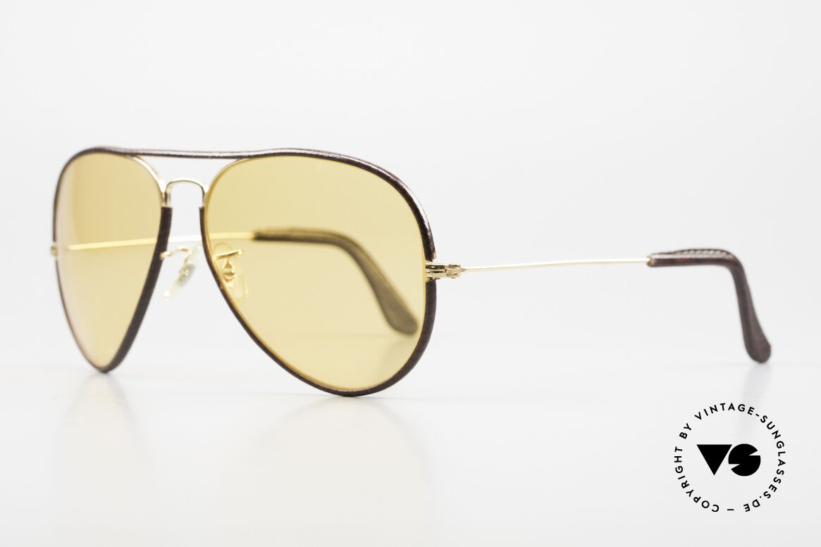 Ray Ban Large Metal II Leathers Changeable USA, Rahmen vergoldet und mit braunem Leder überzogen!, Passend für Herren