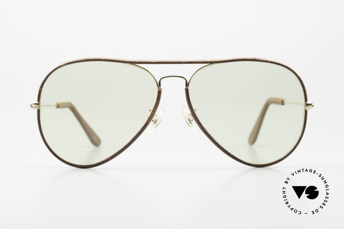 Ray Ban Large Metal II Green Changeable Gläser B&L, seltene Special Edition mit Teil-Leder; made in U.S.A., Passend für Herren