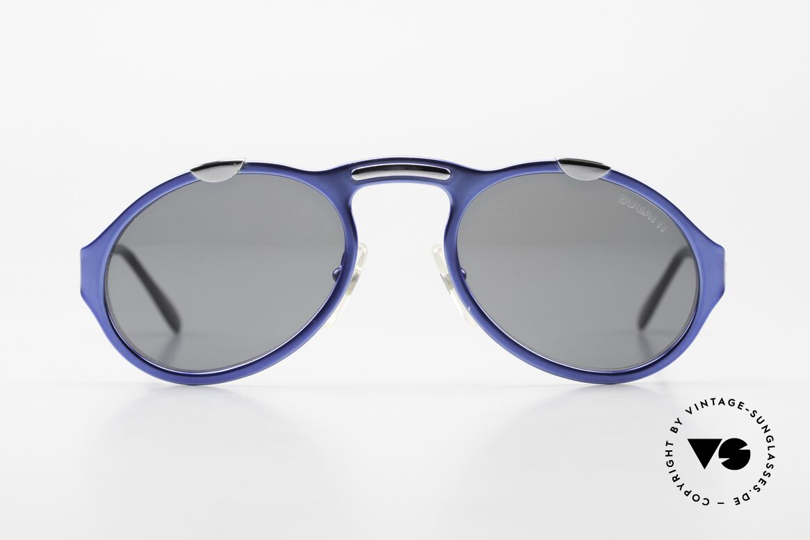 Bugatti 13168 Limited Alte Sammler Sonnenbrille, elegante Bugatti vintage Sonnenbrille in blau-metallic, Passend für Herren