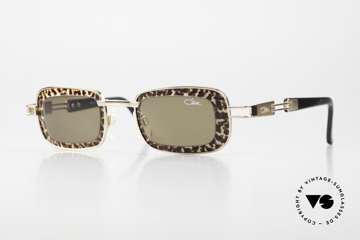 Cazal 913 Eckige Leoparden-Brille, rare, eckige CAZAL Damen-Designersonnenbrille, Passend für Damen
