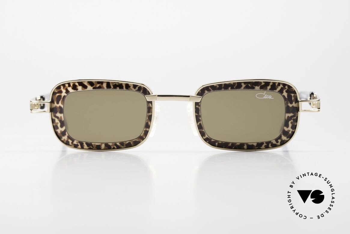 Cazal 913 Eckige Leoparden-Brille, rare, eckige CAZAL Damen-Designersonnenbrille, Passend für Damen