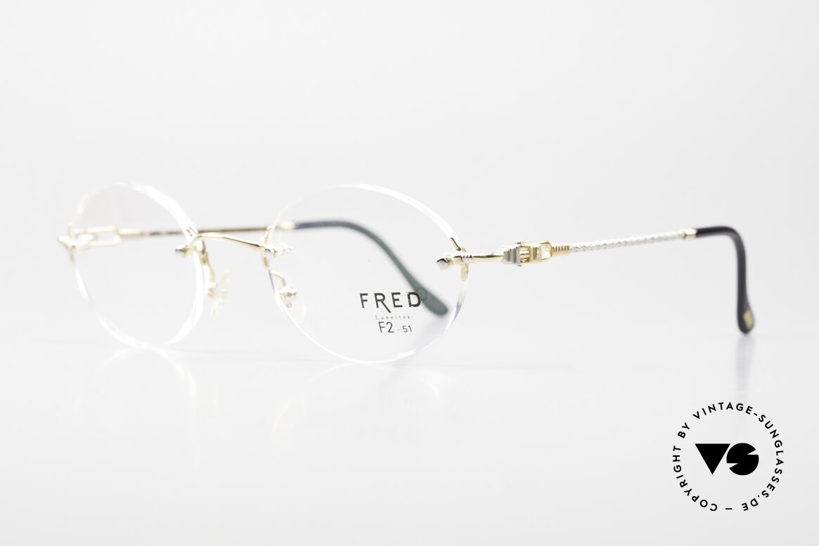 Fred Fidji F2 Randlose Vintage Brille Oval, Modell benannt nach den Fidschi Inseln im Südpazifik, Passend für Herren und Damen