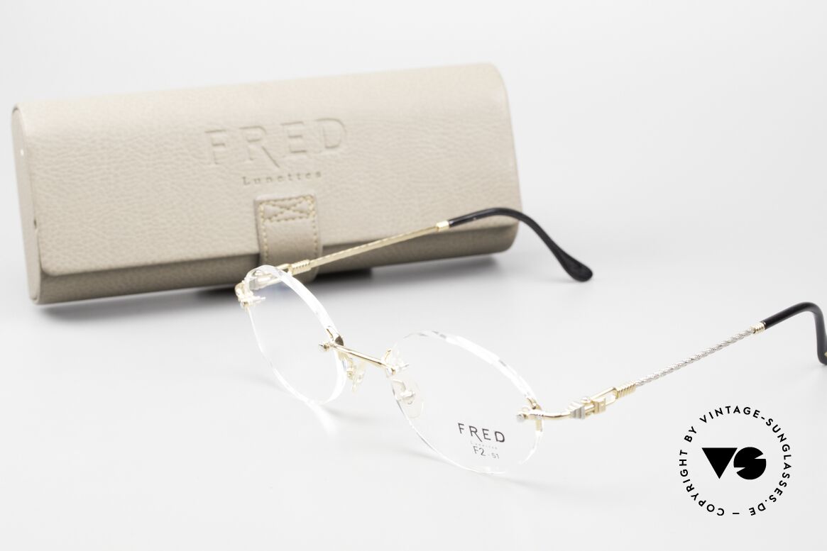 Fred Fidji F2 Randlose Vintage Brille Oval, Größe: medium, Passend für Herren und Damen