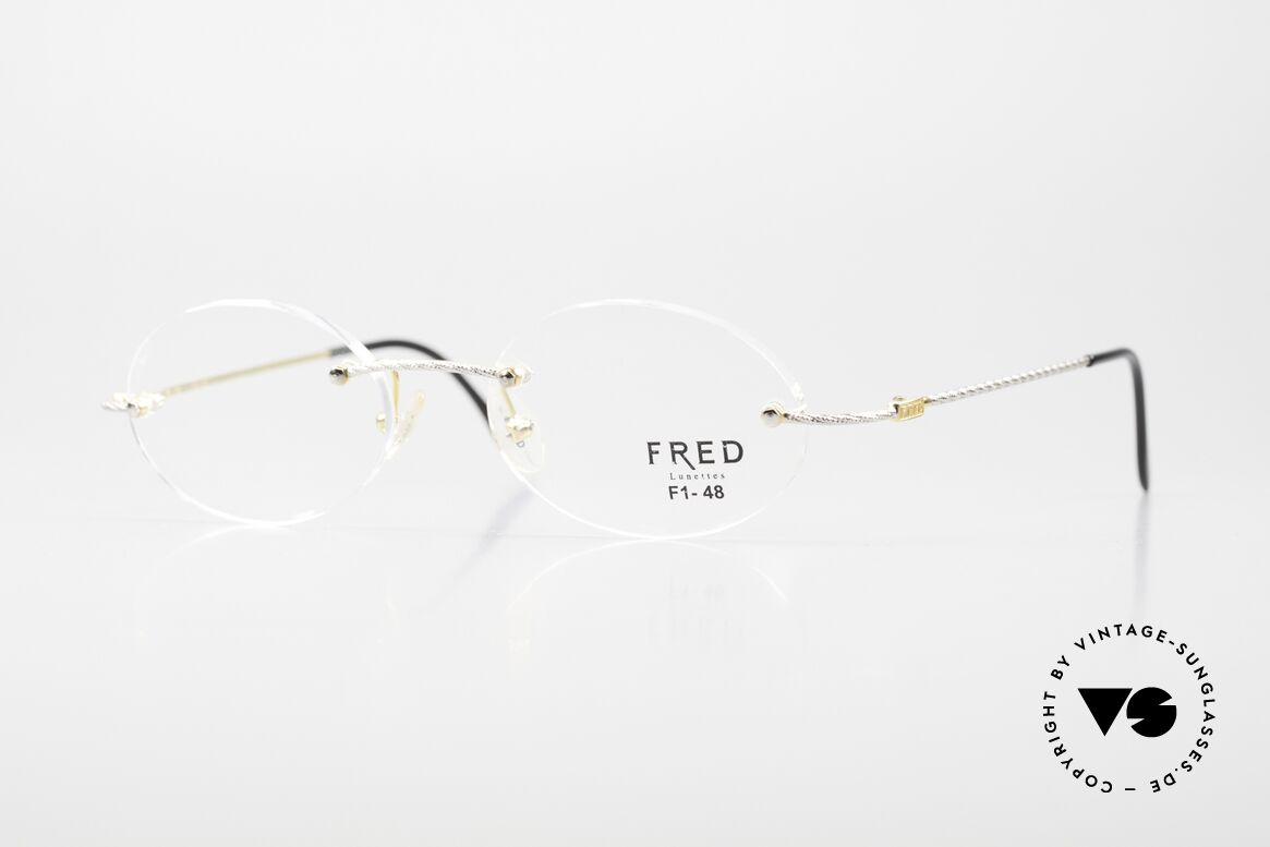Fred F10 L01 Randlose Luxusbrille Bicolor, randlose vintage Fred Luxusbrille F10 L01, Gr. 48/19, Passend für Herren und Damen