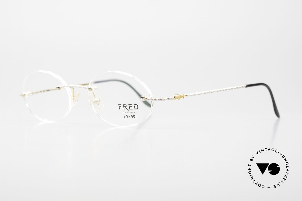 Fred F10 L01 Randlose Luxusbrille Bicolor, komfortable Brillenfassung; kostbar GOLD-plattiert!, Passend für Herren und Damen