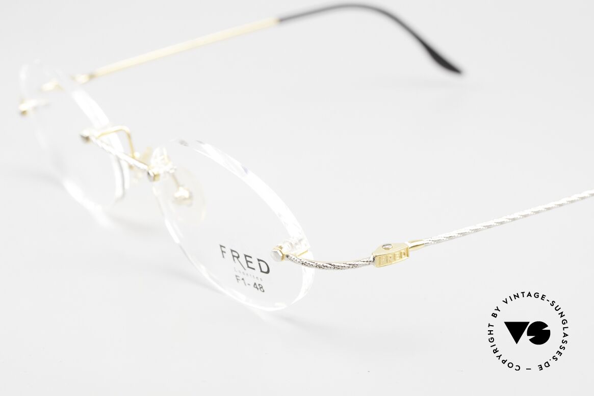 Fred F10 L01 Randlose Luxusbrille Bicolor, ungetragen, wie all unsere edlen vintage Brillengestelle, Passend für Herren und Damen