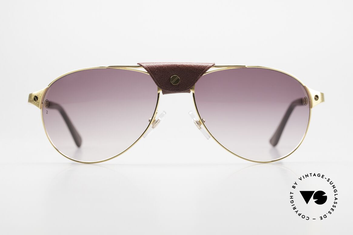 Cartier Santos Dumont Gold Bordeaux-Verlaufend, edle Cartier Santos Dumont Pilot Sonnenbrille, Passend für Herren