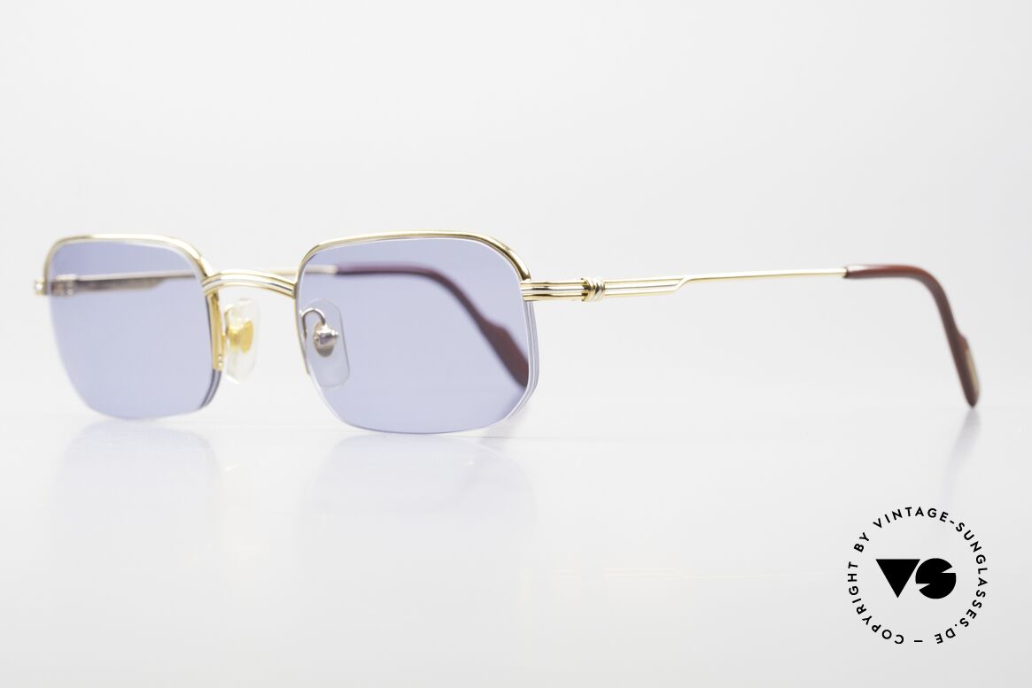 Cartier Broadway Halb Randlose Sonnenbrille, teure Luxus-Sonnenbrille; 22kt vergoldete Fassung, Passend für Herren