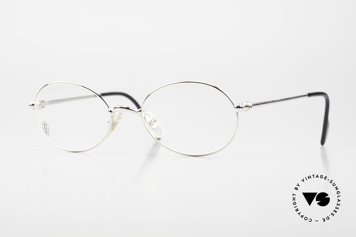 Cartier Saturne - M Platin-Plattierte Fassung 90er, ovale Cartier vintage Designer-Brille, Damen & Herren, Passend für Herren und Damen