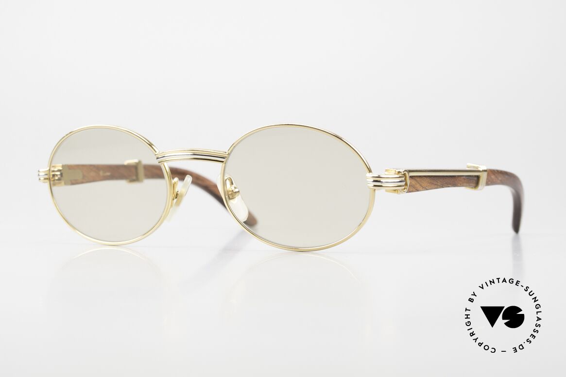 Cartier Giverny Ovale Edelholz Sonnenbrille, außergewöhnliche CARTIER vintage Luxus-Brille, Passend für Herren und Damen