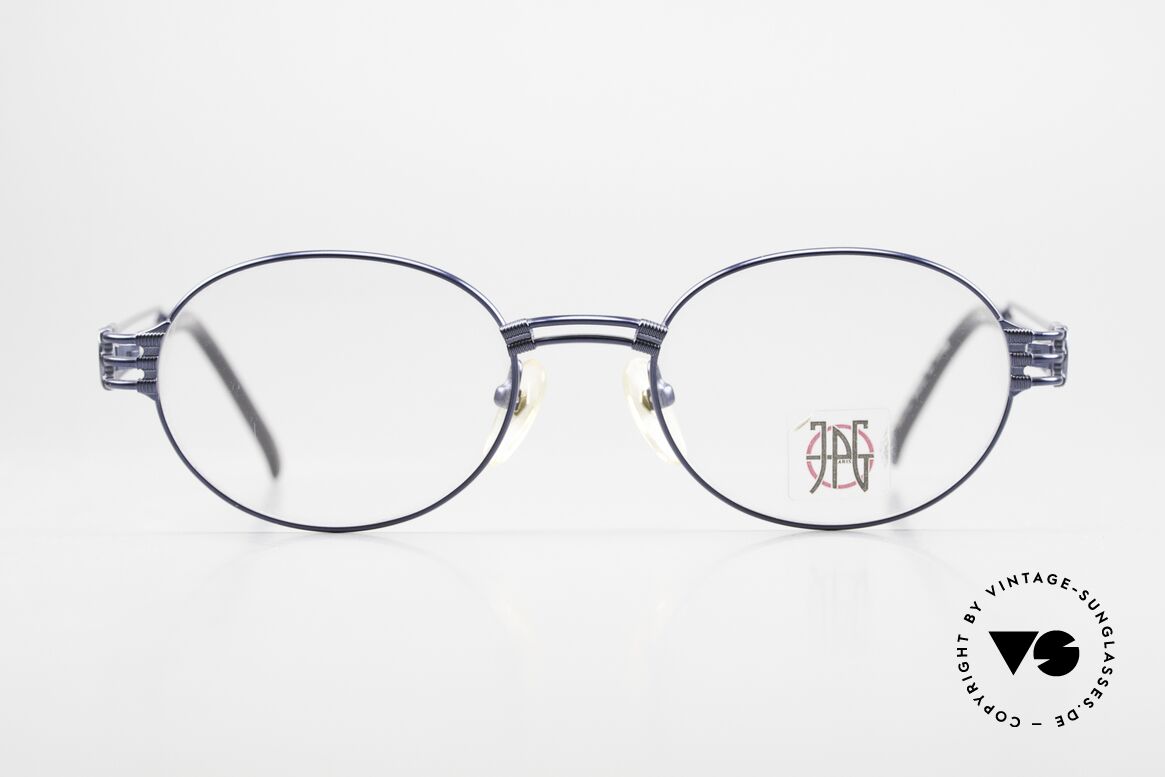 Jean Paul Gaultier 57-5107 90er Brille Blau Metallic, ausdrucksstarke vintage Brille von J.P. GAULTIER, Passend für Herren und Damen