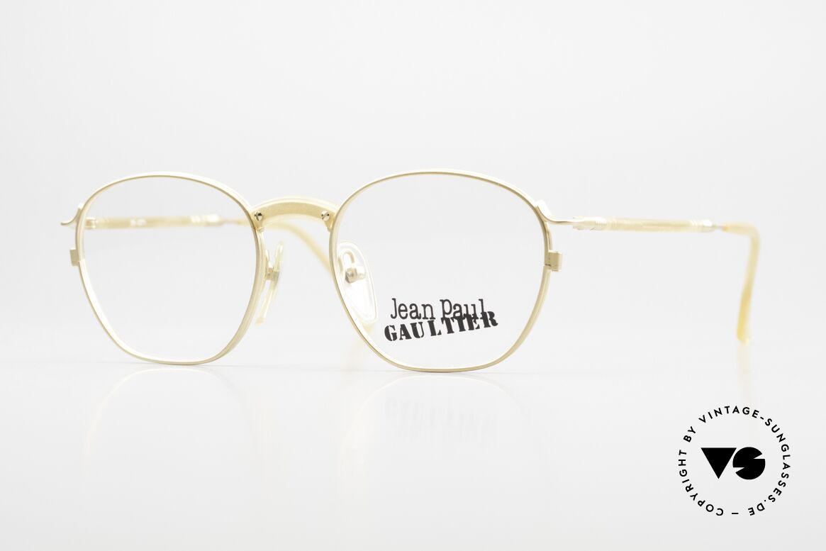 Jean Paul Gaultier 55-1271 Vergoldete Vintage Brille 90er, vintage Jean P. Gaultier Designerbrille in Größe 49/18, Passend für Herren und Damen