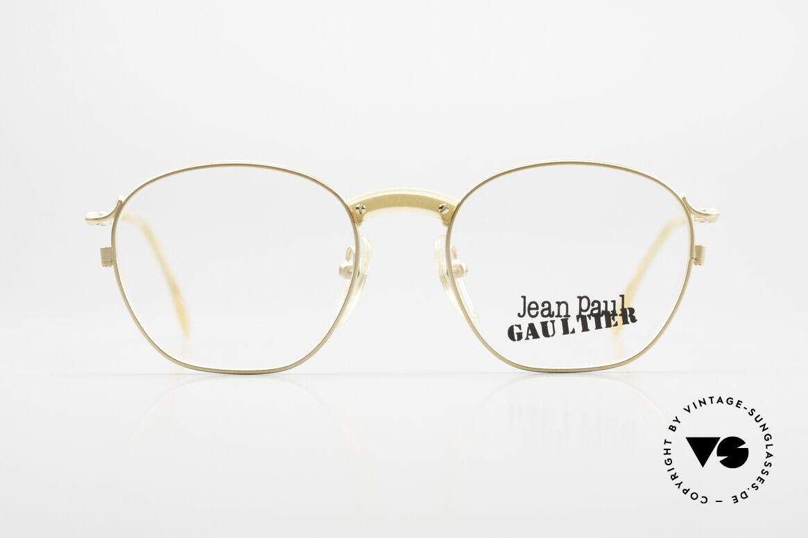 Jean Paul Gaultier 55-1271 Vergoldete Vintage Brille 90er, sehr leichter Rahmen & entsprechend hoher Komfort, Passend für Herren und Damen