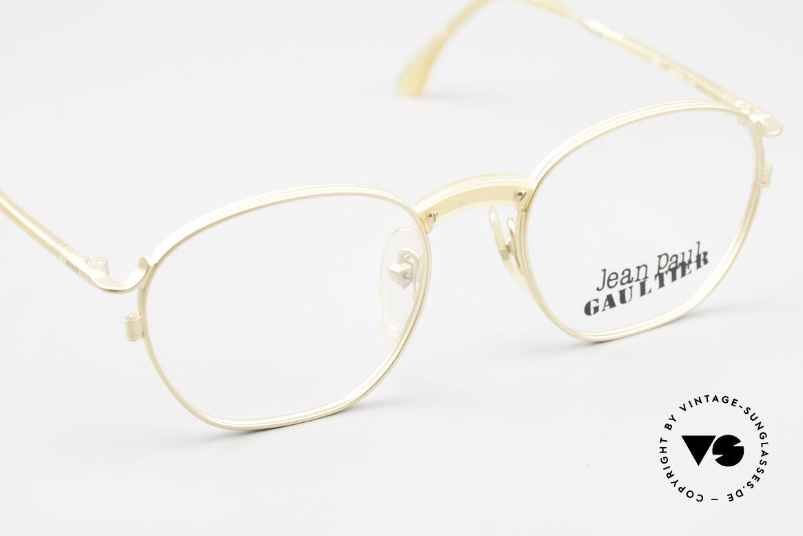 Jean Paul Gaultier 55-1271 Vergoldete Vintage Brille 90er, KEINE Retrobrillen-Mode; ein 30 Jahre altes ORIGINAL, Passend für Herren und Damen