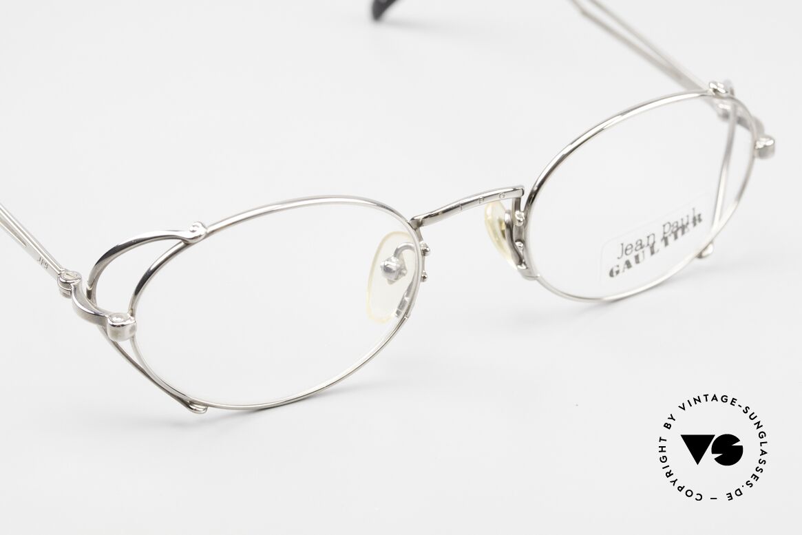 Jean Paul Gaultier 55-3175 Tupac Shakur 2Pac Brille, platin-plattierte Luxusbrille mit orig. Gaultier Etui, Passend für Herren